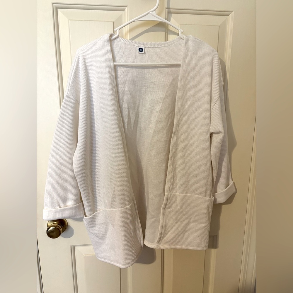Women's White Open-Front Cardigan